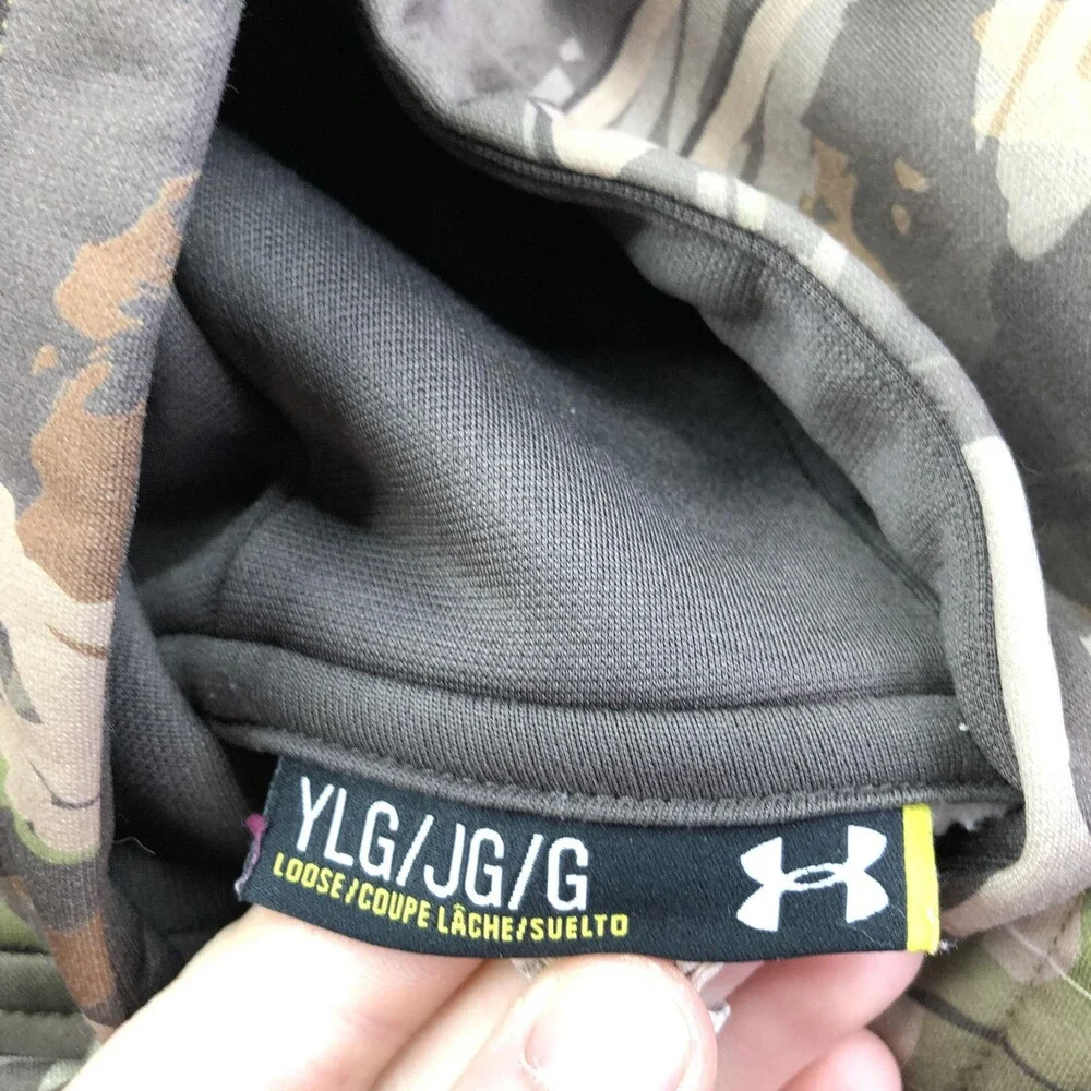 Under Armour Hoodie Youth Large 14-16 Camo Pullover Fleece Kangaroo Pocket Logo